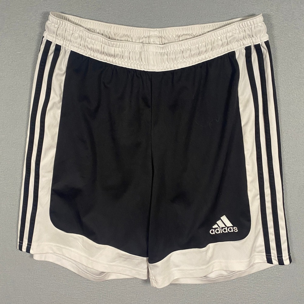 Adidas Climalite Soccer Shorts Mens Medium Black White P49073 AZB001 3-Stripe